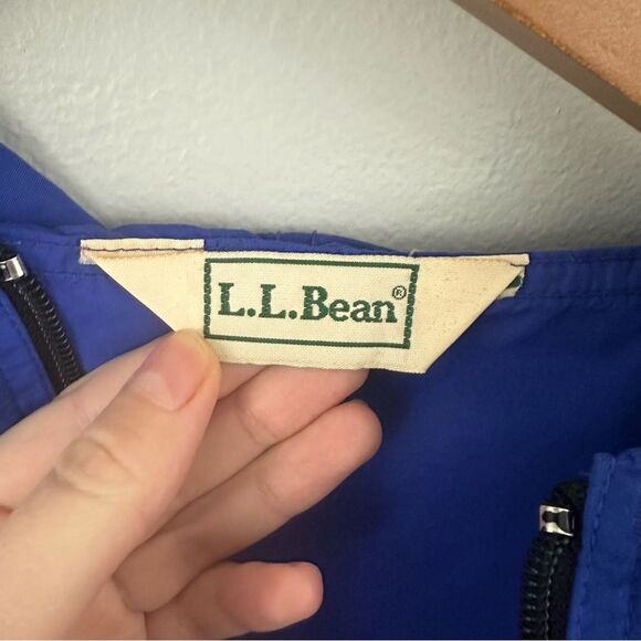 L.L. Bean Blue Pullover Hooded Rain Mountain Classic Windbreaker Anorak Jacket - Picture 12 of 14